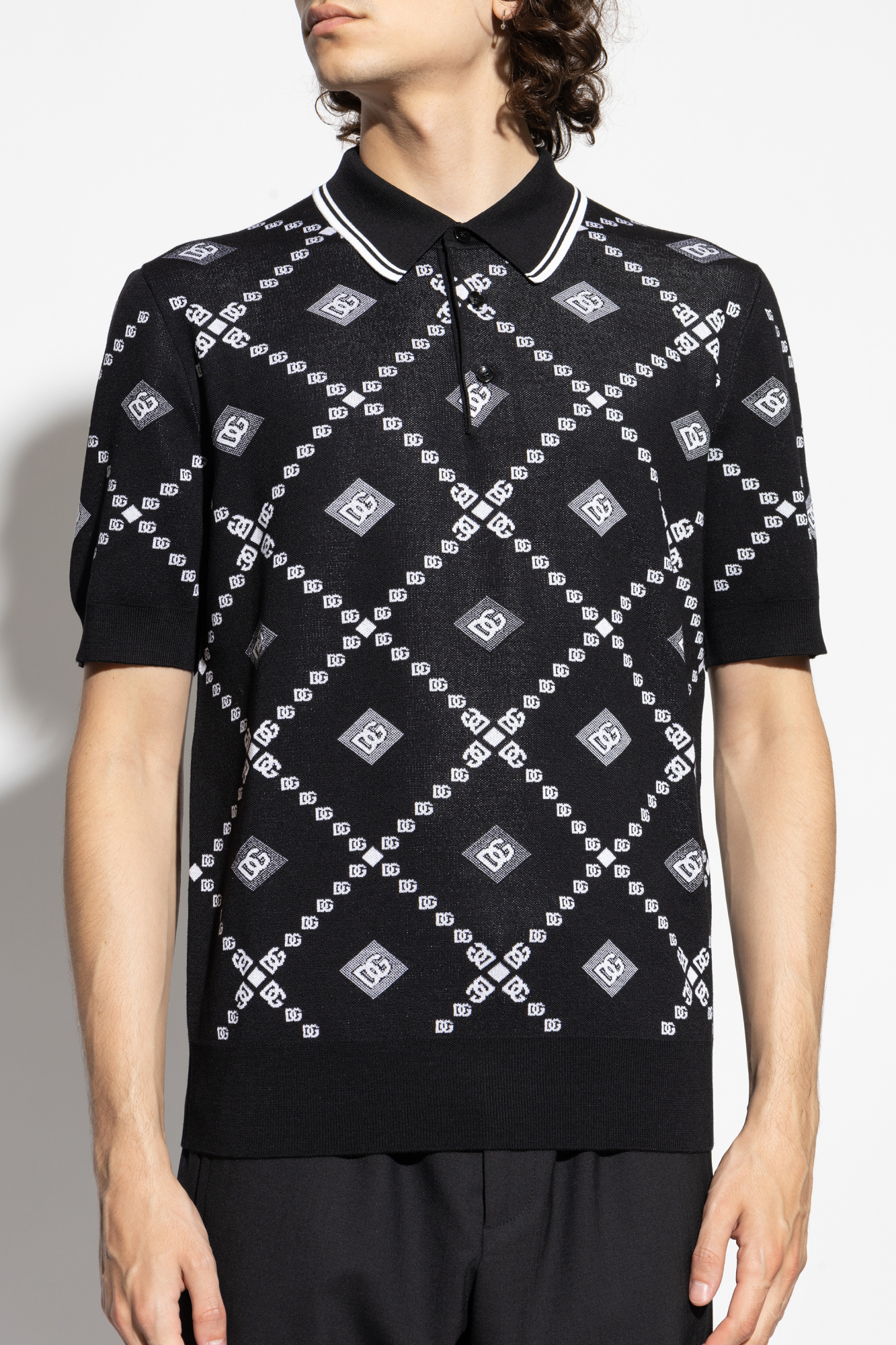 Dolce & Gabbana Wool polo shirt with logo | Men's Clothing